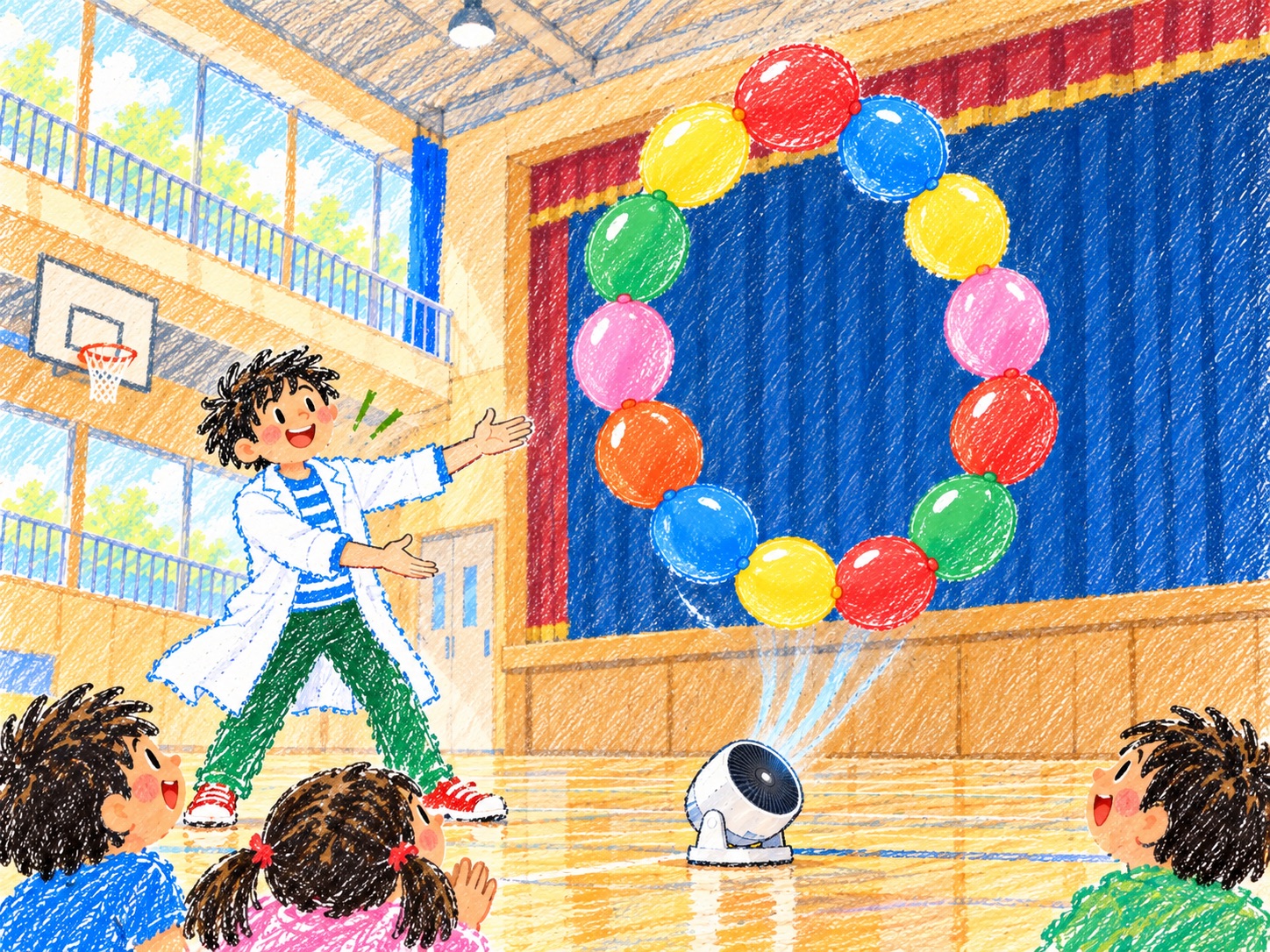 巨大バルーンリング(風船浮遊)のイメージイラスト