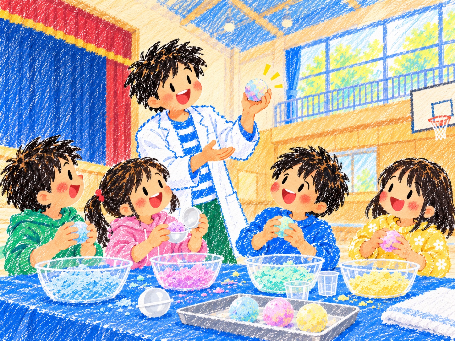 バスボム作りワークショップのイメージイラスト